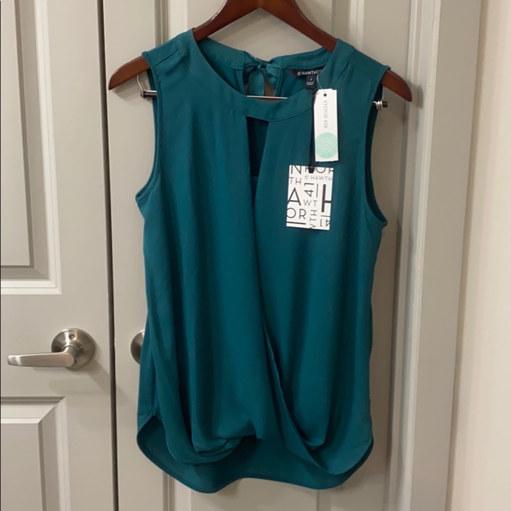 NWT teal drape top with built in tank front